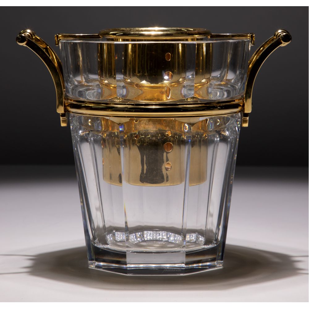 Appraisal: BACCARAT CRYSTAL HARCOURT CHAMPAGNE COOLERFaceted crystal frappe with draining pan