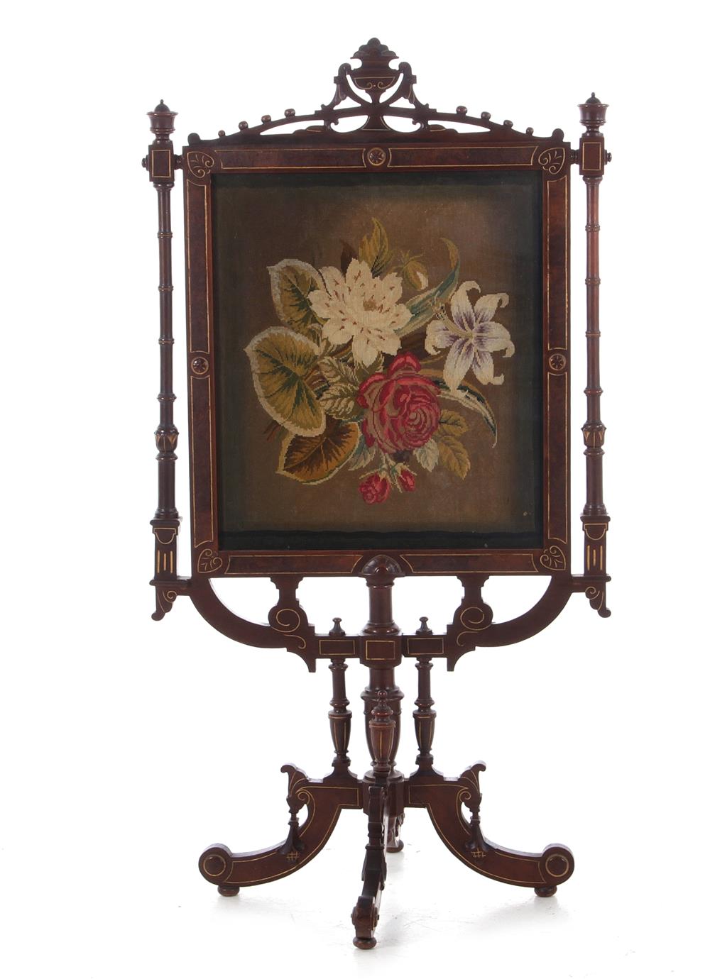 Appraisal: Eastlake gilt-carved walnut firescreen late th century H W D