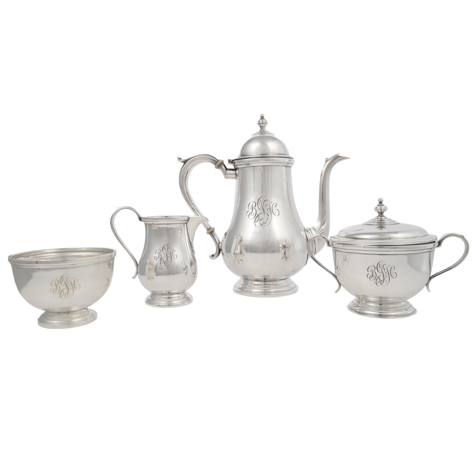 Appraisal: -PIECE WALLACE STERLING EXEMPLAR COFFEE SERVICE Model S comprising coffee