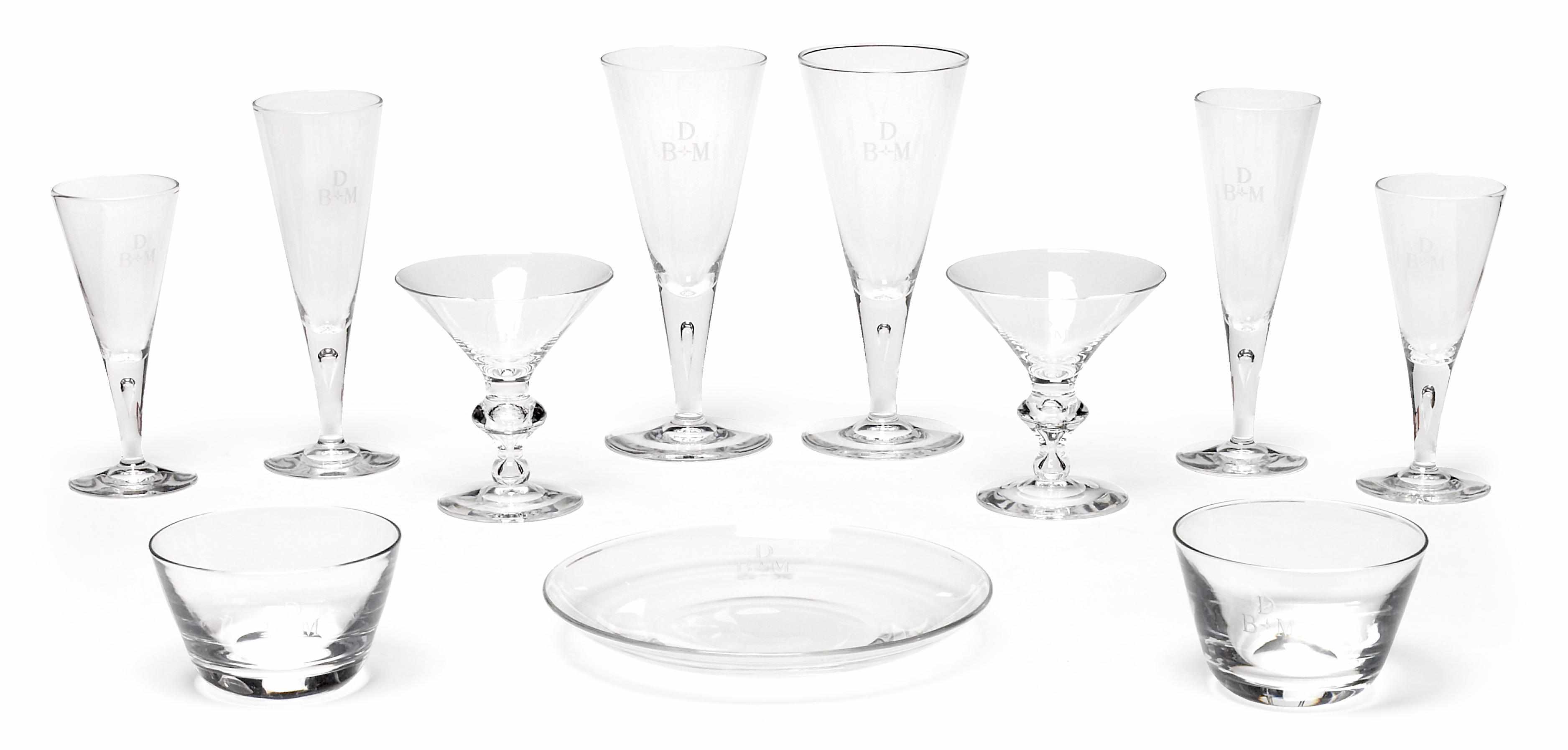 Appraisal: A suite of Steuben glass tableware Some designed by George