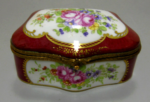 Appraisal: SEVRES STYLE PORCELAIN BOX Shaped with hinged lid hand painted