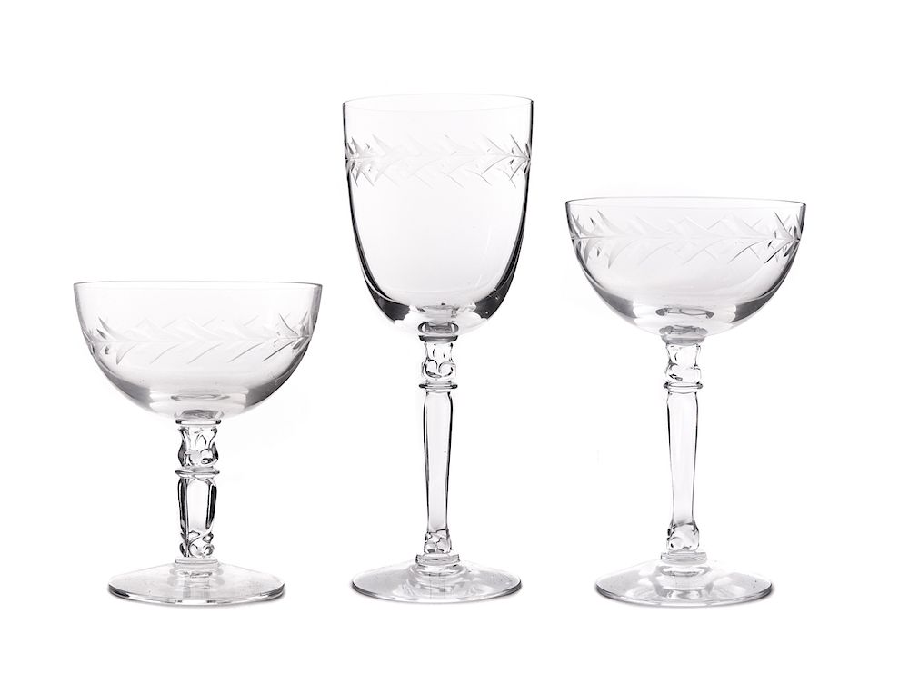 Appraisal: Piece of Etched Glass Stemware Signed Fostoria Please Email or