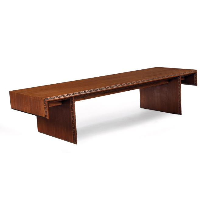 Appraisal: Frank Lloyd Wright coffee table manufactured by Heritage Henredon rectangular