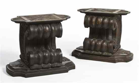 Appraisal: A Pair of Carved Wood Pedestal Tables each of bracket