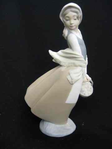 Appraisal: NAO by Lladro Porcelain Figurine of Girl withbasket satin finish