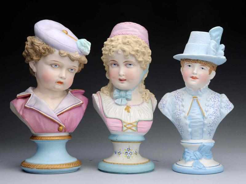 Appraisal: Lot of German Bisque Busts Lady in blue incised M