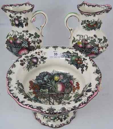 Appraisal: Masons Footed Dish height cm and pair Jugs in the