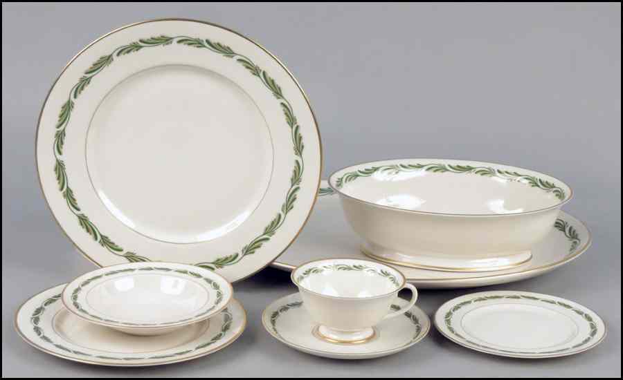 Appraisal: FRANCISCAN PORCELAIN DINNER SERVICE IN THE ARCADIA GREEN PATTERN Comprised