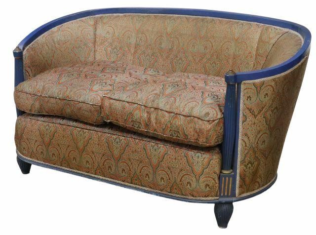 Appraisal: French Art Deco curved-back sofa c s in a later