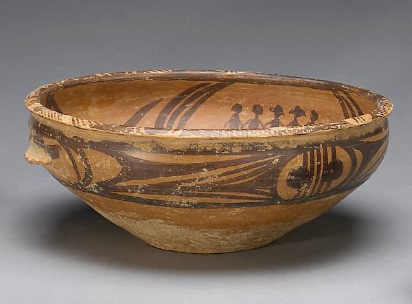 Appraisal: A painted pottery bowl Neolithic Yangshao Majiayao Carefully formed with