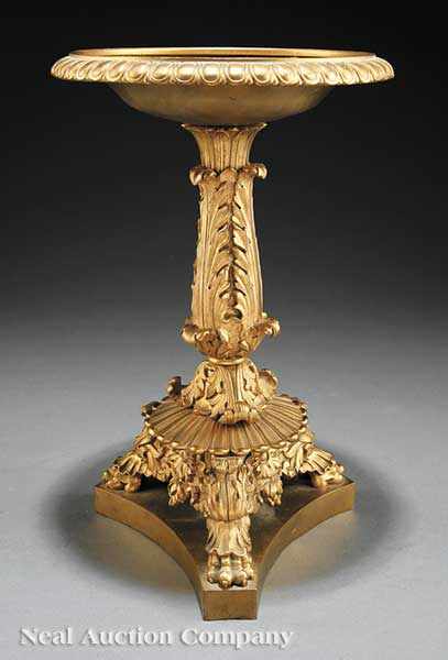 Appraisal: An Antique French Gilt Bronze Coupe mid- th c acanthus