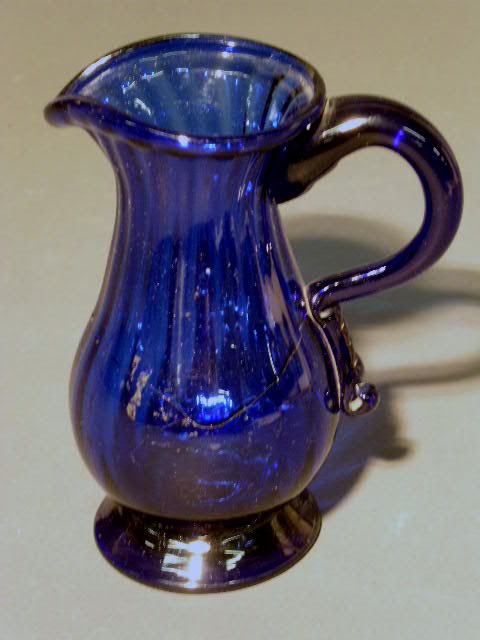 Appraisal: Cobalt glass Stiegel type creamer h