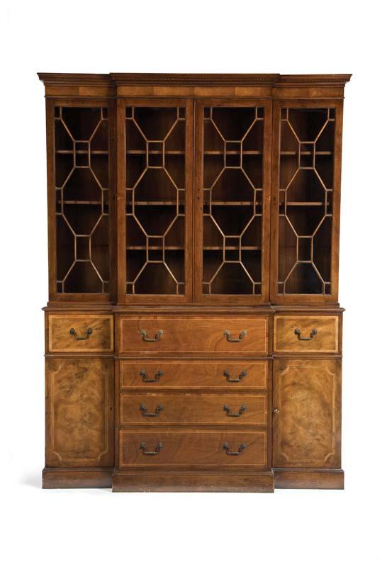 Appraisal: CHIPPENDALE-STYLE BREAKFRONT CABINET American nd half- th century mahogany with