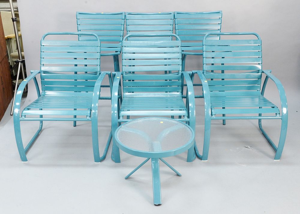 Appraisal: Eight piece Tropitone outdoor chairs and bar stools Estate of