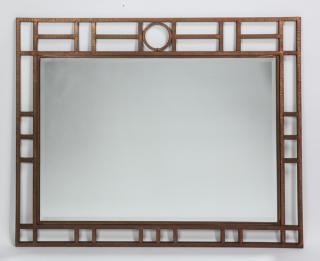 Appraisal: Contemporary geometric mirror w Contemporary geometric mirror with a copper