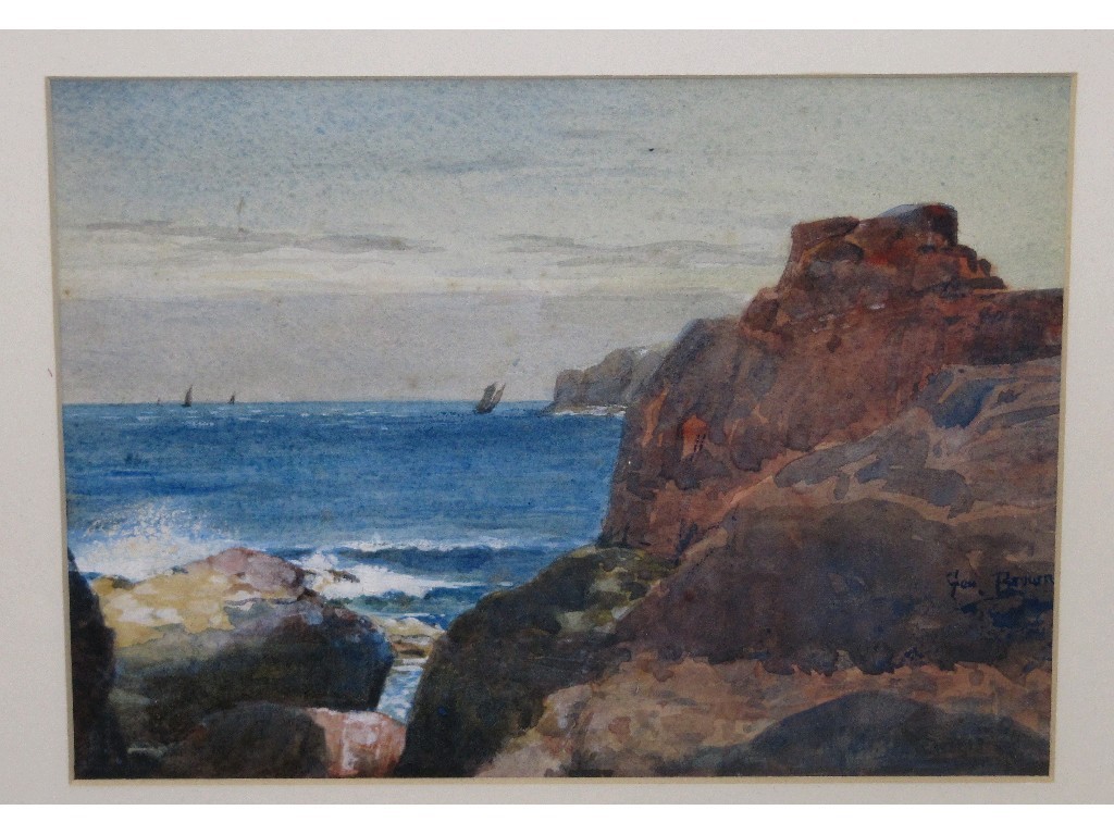 Appraisal: Watercolour of a rocky coast signed Geo-Brown