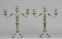 Appraisal: Impressive Pair Of Plated Candelabra Floral repousse pattern sterling candelabra