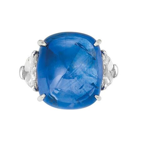 Appraisal: Cabochon Sapphire and Diamond Ring Estimate -