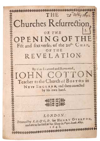 Appraisal: COTTON JOHN The Churches Resurrection or the Opening of the