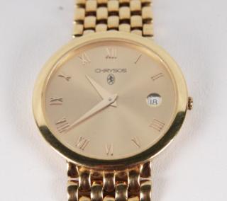 Appraisal: K YELLOW GOLD CHRYSOS WRIST WATCH WITH REARING HORSE TOUCH