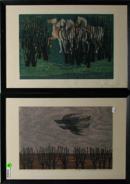 Appraisal: Group of Four Japanese Color Woodblock Prints one is unclearly