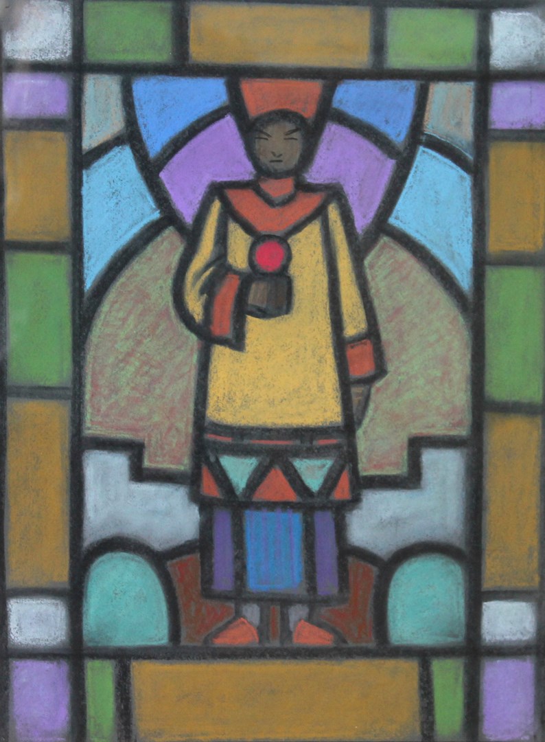 Appraisal: Frederick William George - Stained glass designs four two pastels