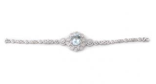 Appraisal: k White Gold Aquamarine Diamond Bracelet Ladies k white gold