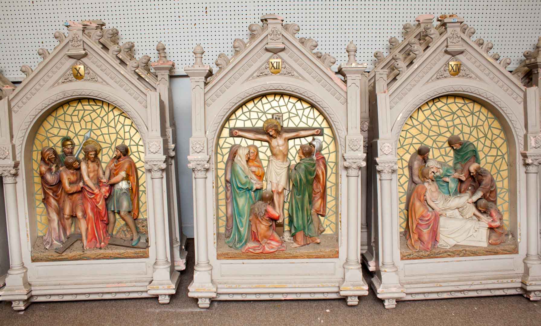 Appraisal: plaster Stations of the Cross early th century each shaped