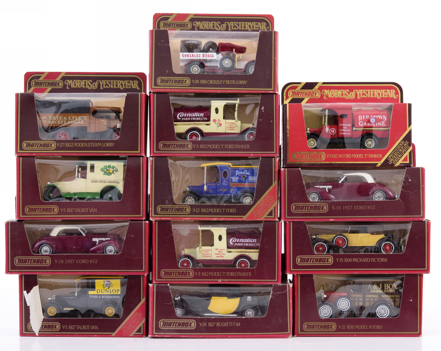 Appraisal: X MATCHBOX 'MODELS OF YESTERYEAR' CARS IN ORIGINAL WINDOW BOXES