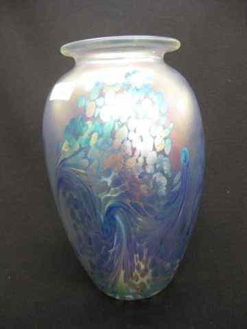 Appraisal: Robert Eickholt Art Glass Vase iridescent finish with oil spot