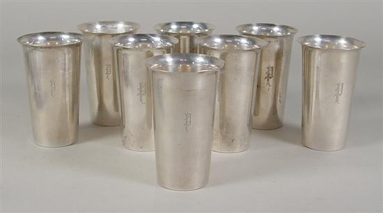 Appraisal: Eight Sterling Tumblers th Century Flared sides and rim Each