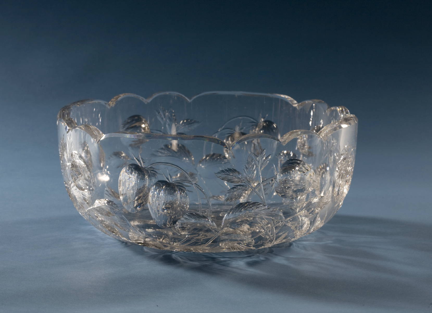 Appraisal: AMERICAN INTAGLIO CUT GLASS BOWL WITH STRAWBERRY MOTIF Diameter inches