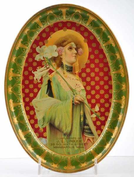 Appraisal: J L Linker Advertising Tray Description Beautiful image of Anne