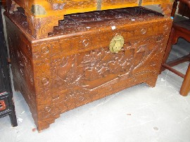 Appraisal: A Chinese carved camphor wood chest