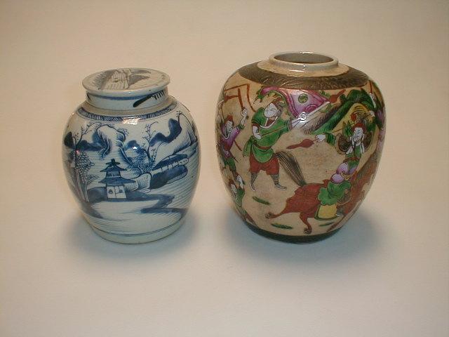 Appraisal: A Chinese pottery blue and white ginger jar and cover