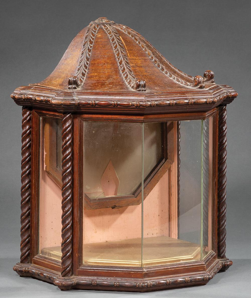 Appraisal: Continental Carved Walnut Reliquary Case th c dome top with