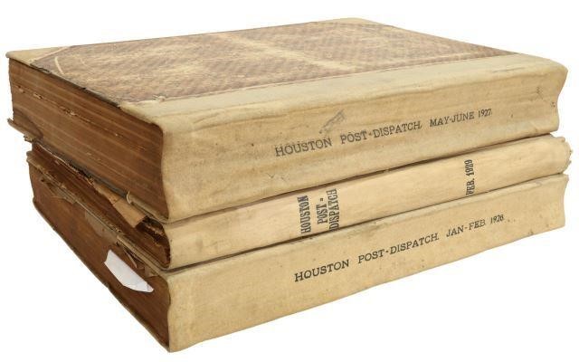 Appraisal: lot of Hardcover bound newspapers The Houston- Post Dispatch including