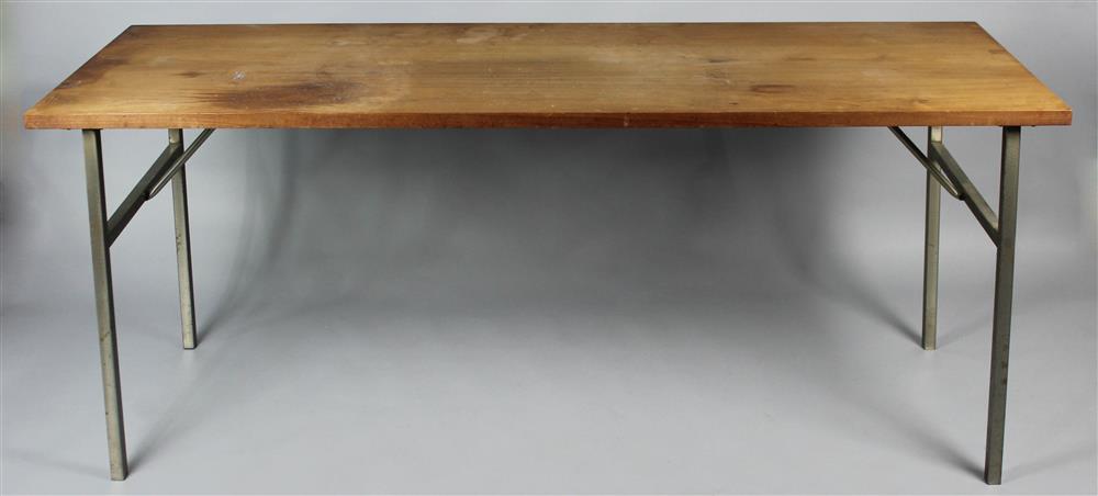 Appraisal: CONTEMPORARY WOOD AND CHROME PARSONS CONSOLE TABLE having a in