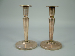 Appraisal: A pair of Swedish silver candlesticks th century the flared