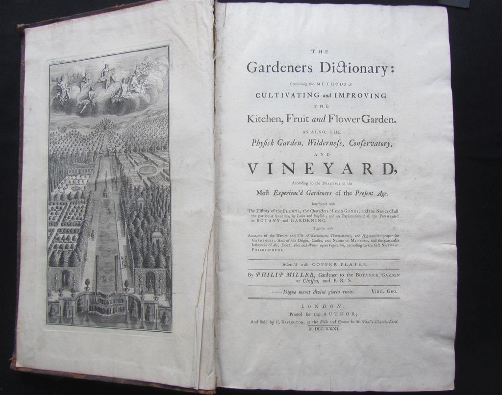 Appraisal: MILLER PHILIP THE GARDENER'S DICTIONARY London Folio plates contemporary calf