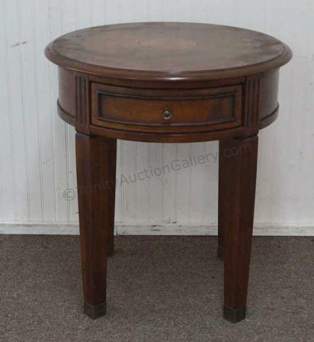 Appraisal: A 's period walnut drum style sofa end table -