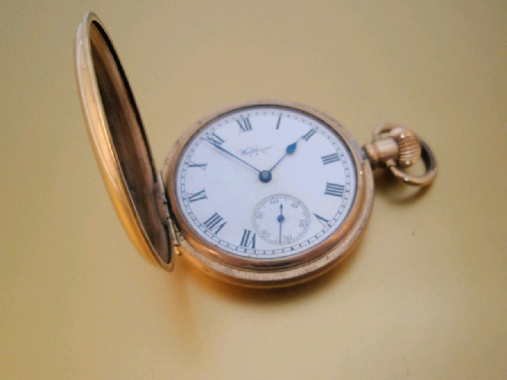 Appraisal: A Waltham gold plated full hunter pocket watch