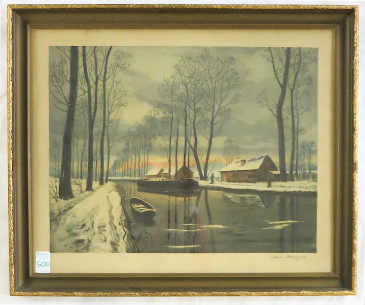 Appraisal: LOUIS ETIENNE DAUPHIN ETCHING AND AQUATINT French - Winter canal