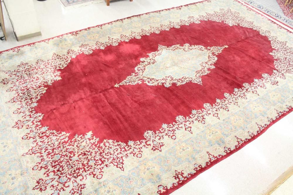 Appraisal: HAND KNOTTED PERSIAN KERMAN CARPET Kerman Provence southeastern Iran floral