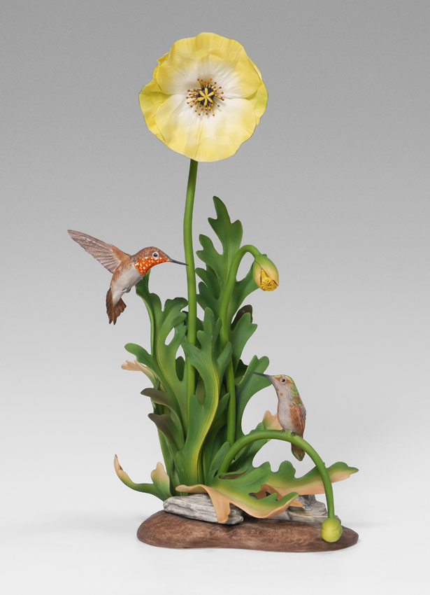 Appraisal: BOEHM PORCELAIN RUFOUS HUMMINGBIRDS figural group with Rufous hummingbirds and