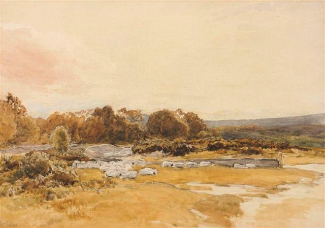 Appraisal: THOMAS COLLIER British - Sheep grazing near trees with moorland