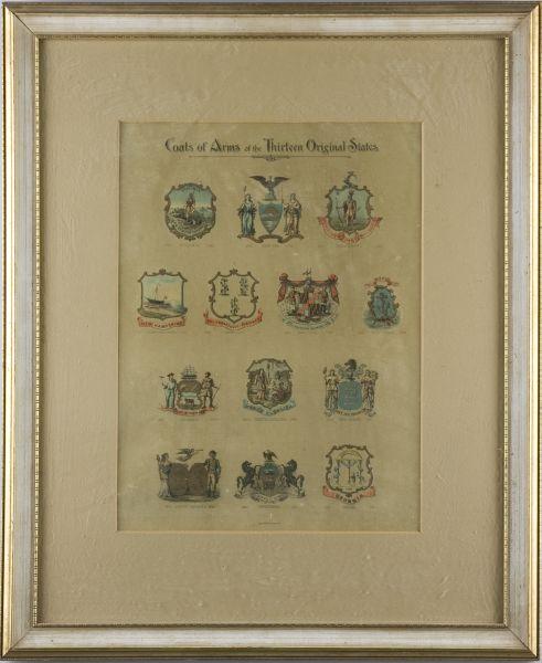 Appraisal: Coats of Arms of the Thirteen Original States chromolithograph on