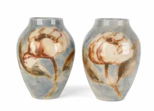 Appraisal: Pair of Rookwood pottery vases h