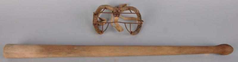 Appraisal: Vintage Wooden Baseball Bat Catcher's Mask Description Both are unmarked