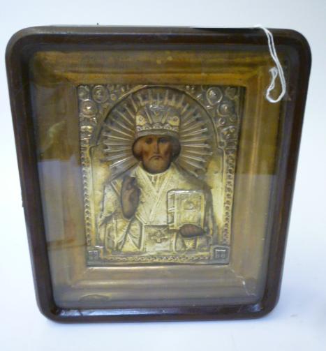 Appraisal: A RUSSIAN ORTHODOX ICON th century depicting St Nicholas with